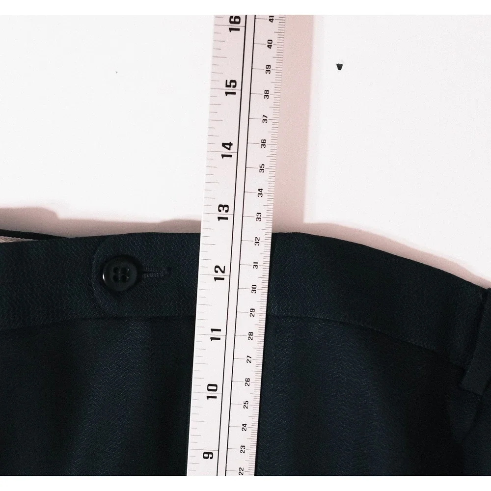 Zanella Bennett Mens 40x30 Flat Front Pleated Wool Dress Pants Black